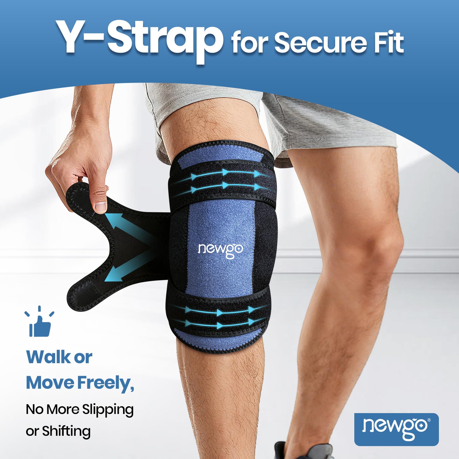 NEWGO Knee Kühlkompresse für Knie, Wiederverwendbare Gel Kniebandage bei Schmerzen, Schwellungen, Knie OP, Arthritis, Meniskusriss & Sportverletzungen, 2 Packs