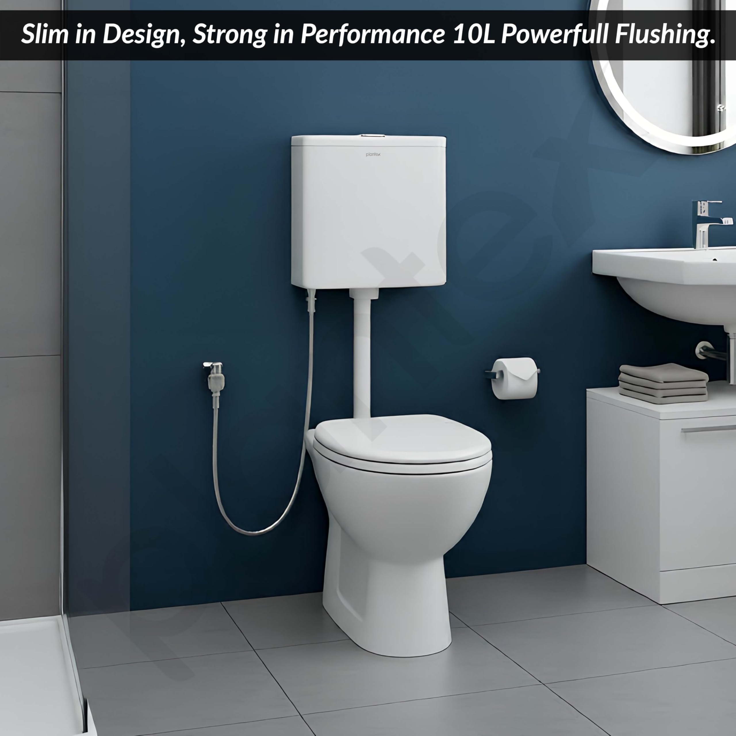 Plantex Flush Tank for Toilet with 10 Ltr Water Capacity/Dual Flushing Cistern for Bathroom/Polypropylene Toilet Flush Tank - Pack of 1 (Classic, White) 4