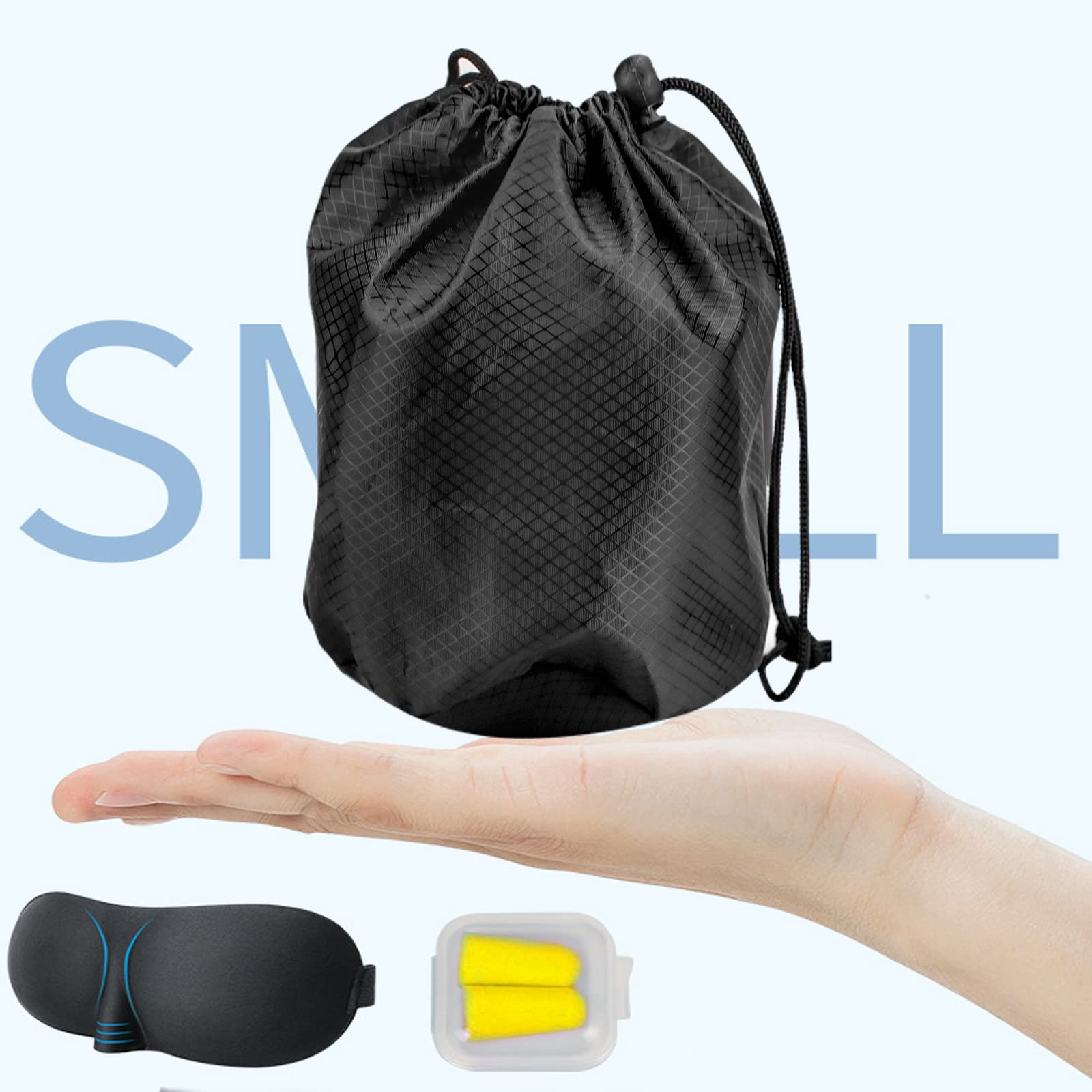 Cuscino Da Viaggio In Memory Foam | Con Maschera E Tappi Per Orecchie | Compatto E Leggero - Per Aereo, Auto - Foto 3