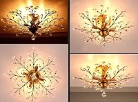 Ganeed Vintage K9 Kristály Csillár - Arany Mennyezeti Lámpa 4 Ágú E14 Foglalattal, 60cm Átmérőjű Függeszték Nappaliba, Étkezőbe 7