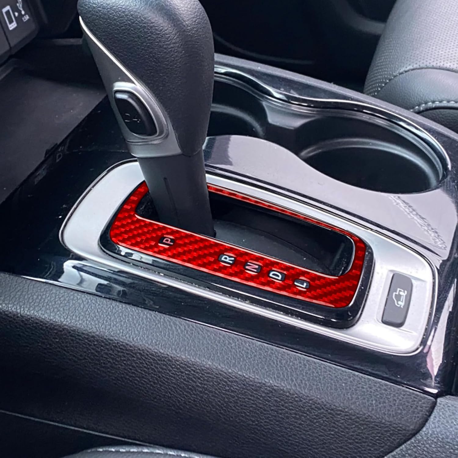 NVCNX Car Center Console Cover Trim Carbon Fiber Interior Accessories Compatible with Honda Ridgeline 2017-2019 / Pilot 2016-2020 Red (Gear Shift Indicator Panel)