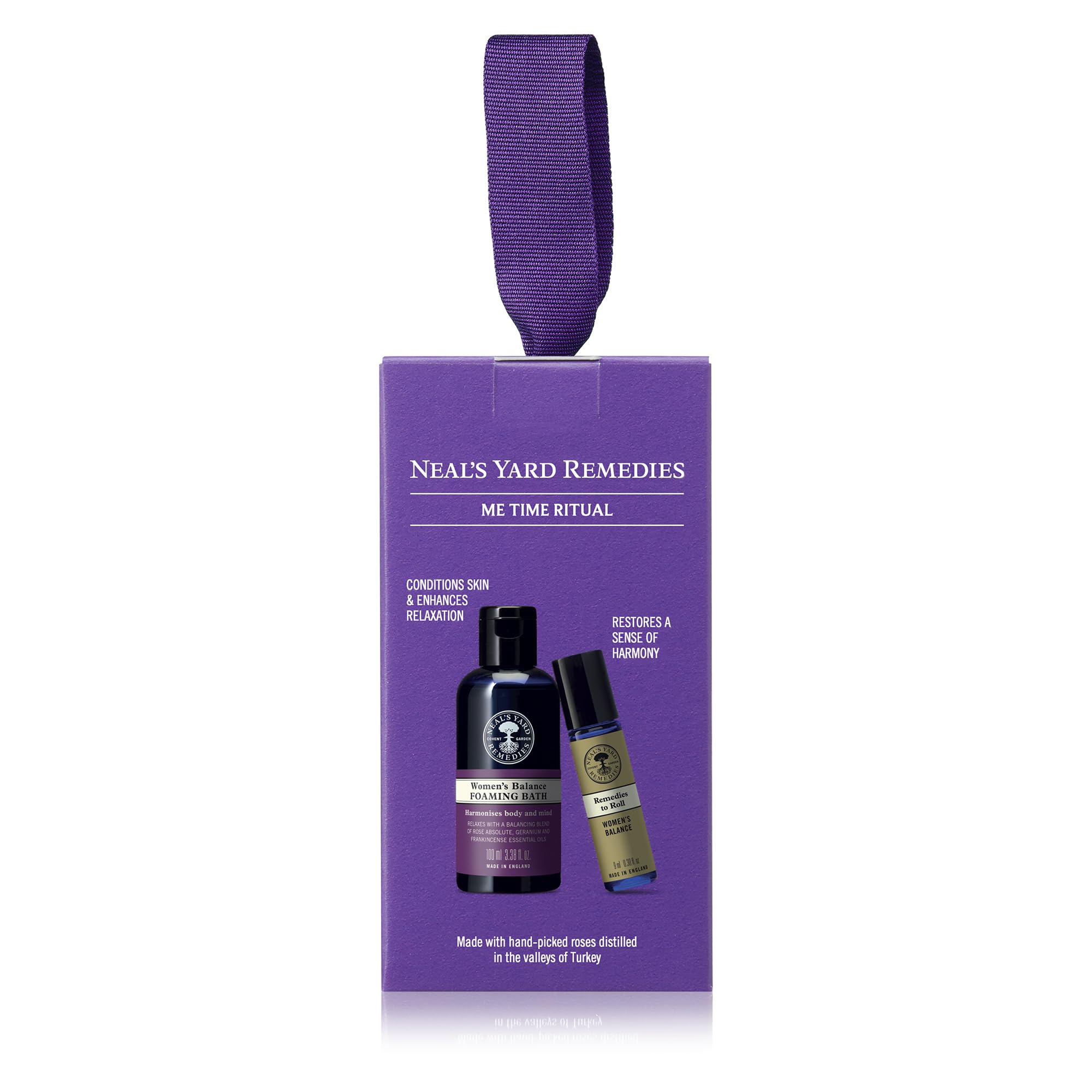Neal's Yard Remedies Me Time Ritual Gift Set, Foaming Bath Wash & Remedies To Roll Women's Balance Oil, Vegan & Cruelty-Free, Set of 2