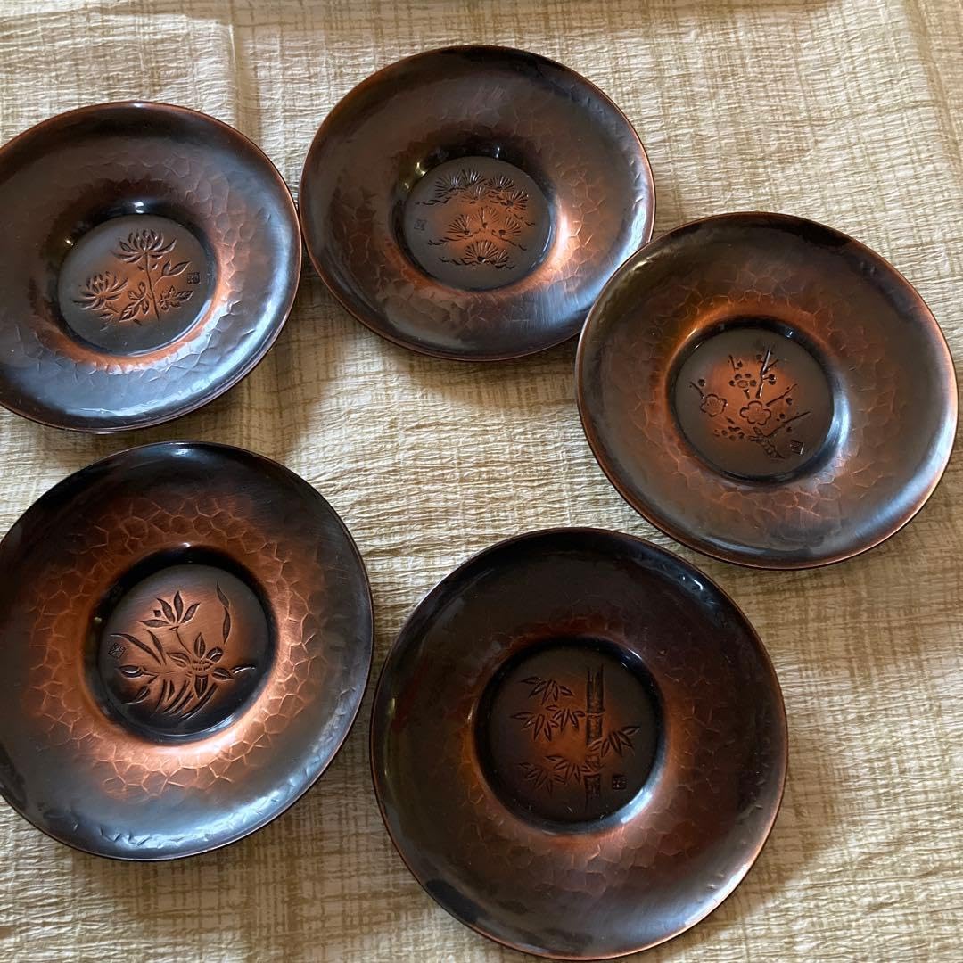 純銅 手打 四方 茶托 十客 共箱 未使用(K-YC861) Amazon.co.jp: 茶托 純銅 : ホーム＆キッチン