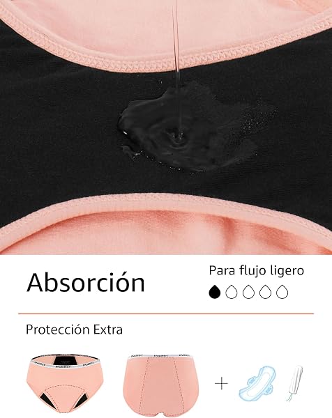 INNERSY Bragas Menstruales Niña Ropa Interior Protección Algodón Braguitas Regla 8-16 Años Pack de 3 - 4