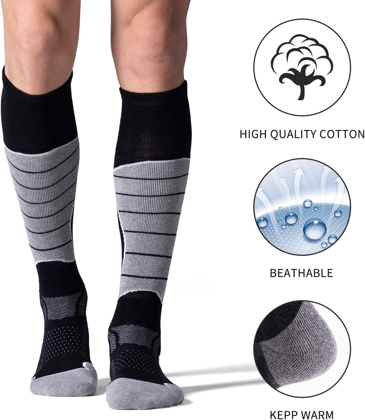 CS CELERSPORT 2/3/4 Pack Ski Socks for Men and Women Skiing, Snowboarding, Winter Performance Socks - Image 4
