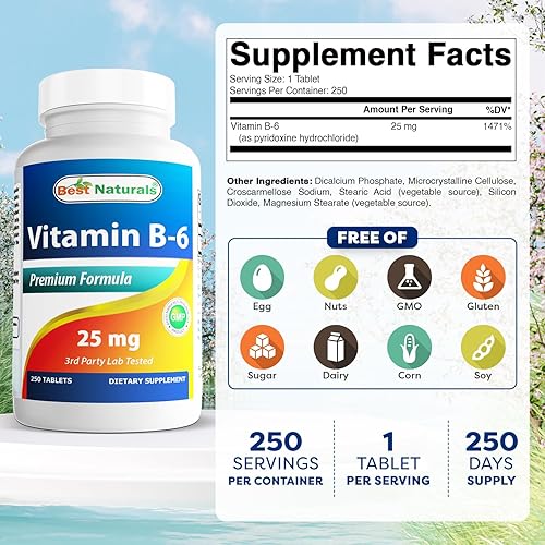 Miniatura 2 de Best Naturals Vitamina B-6 Tabletas de 25 Mg 250 unidades