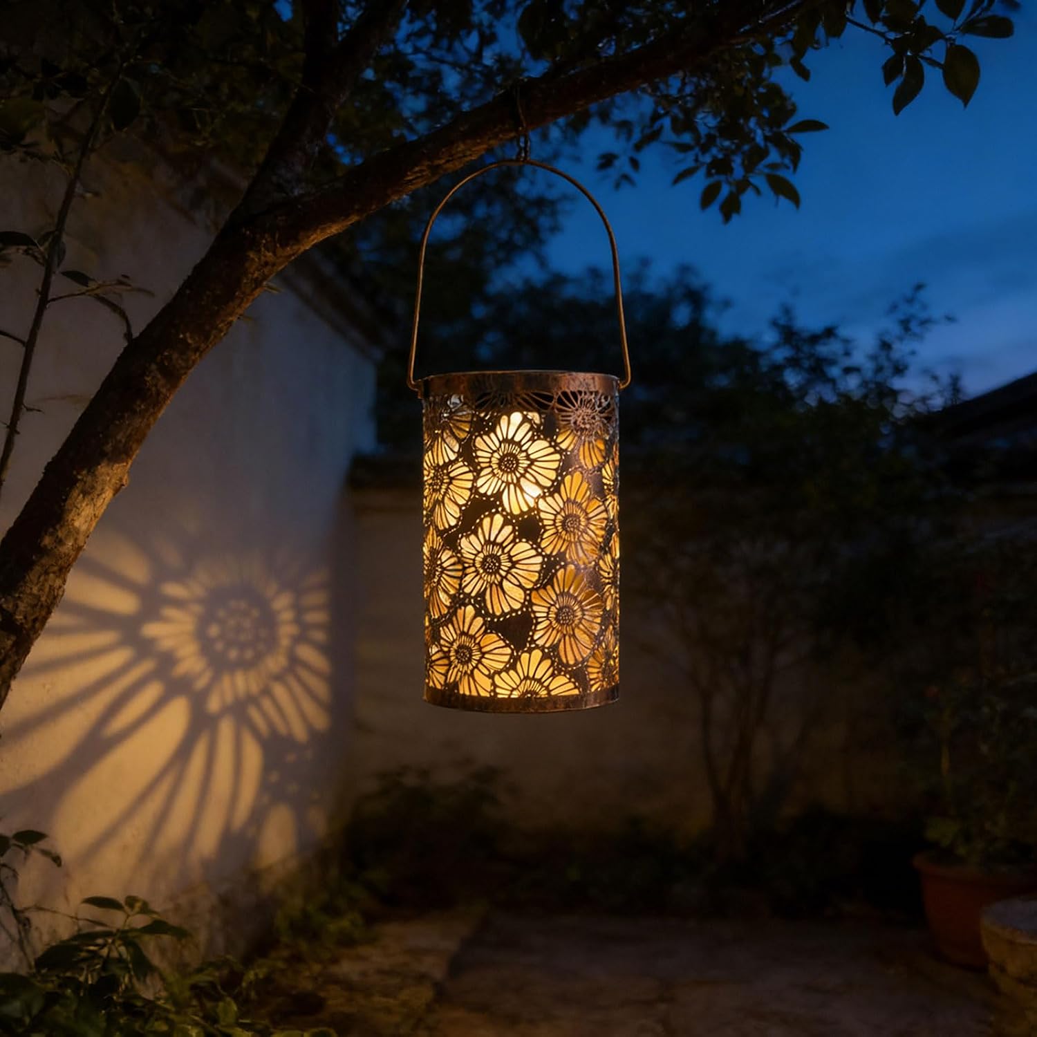 Weather Solar Light with Ornate Flower Pattern Ideal for Patio and Walkway Artistic Yard Lighting