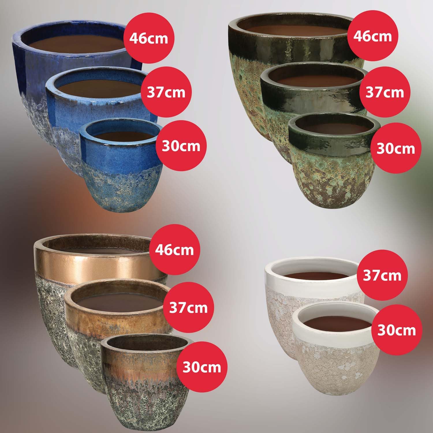 KOTARBAU® Blumenkübel Höhe 31 cm ⌀ 37 cm Blumentopf Dunkelblau Keramik Pflanzkübel frostsicher Übertöpfe für draußen Flower Pot Outdoor & Indoor Pflanzkübel innen außen