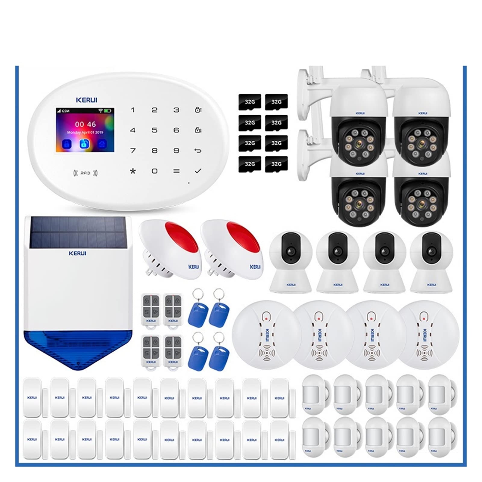 Kit de système d'alarme TUYA Smart Home Home 4G GSM WiFi Contrôle de la caméra du système de sécurité des alarmes sans Fil Pir Sirène du capteur(Kit 4)