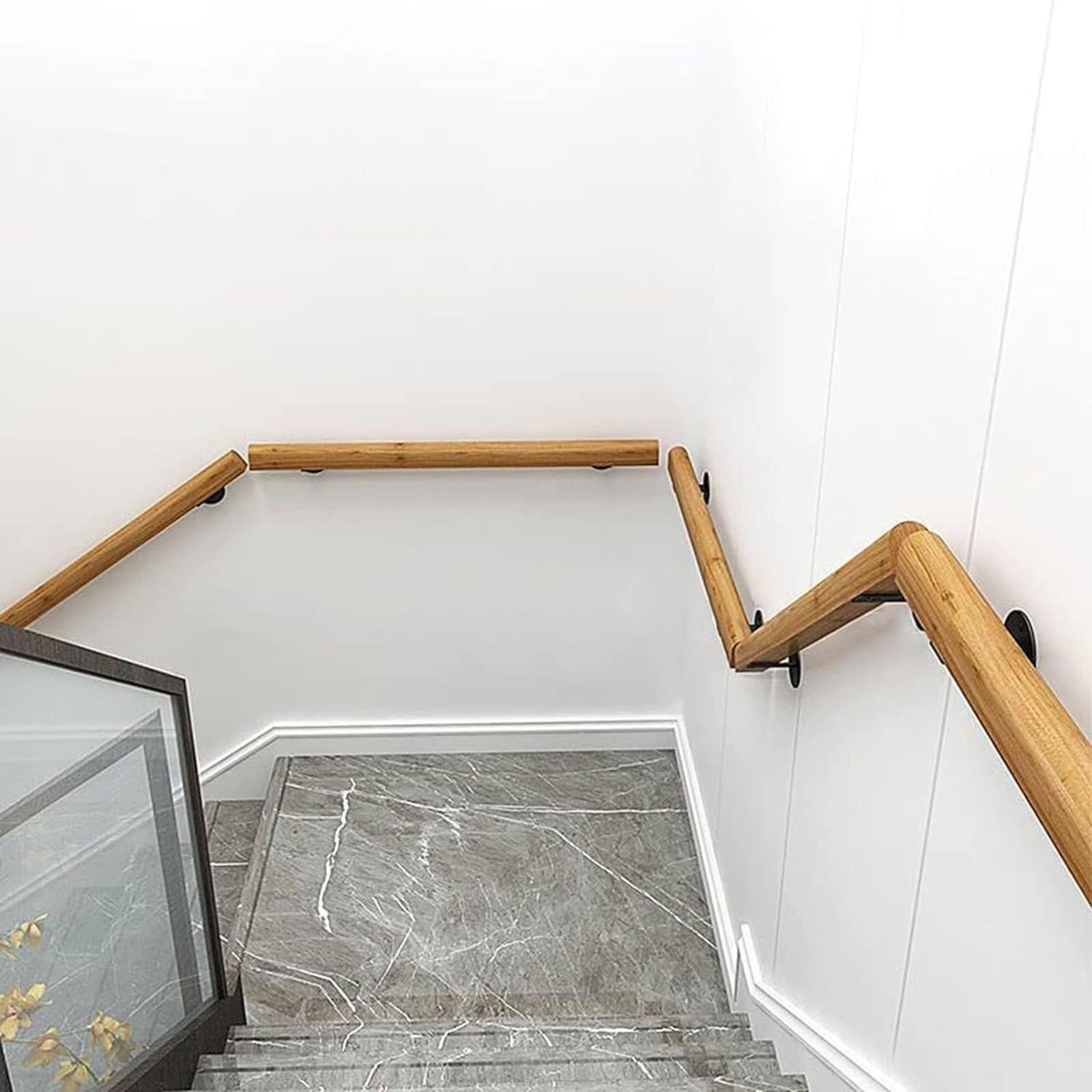 GLDYTVF Wall Mount Handrail - Wood Handrails for Stairs, Barrier-Free Staircase Grab Bar for Elderly with Bracket, Safety Non-Slip Corridor Stair Railing Complete Kit, Easy to Install(210c