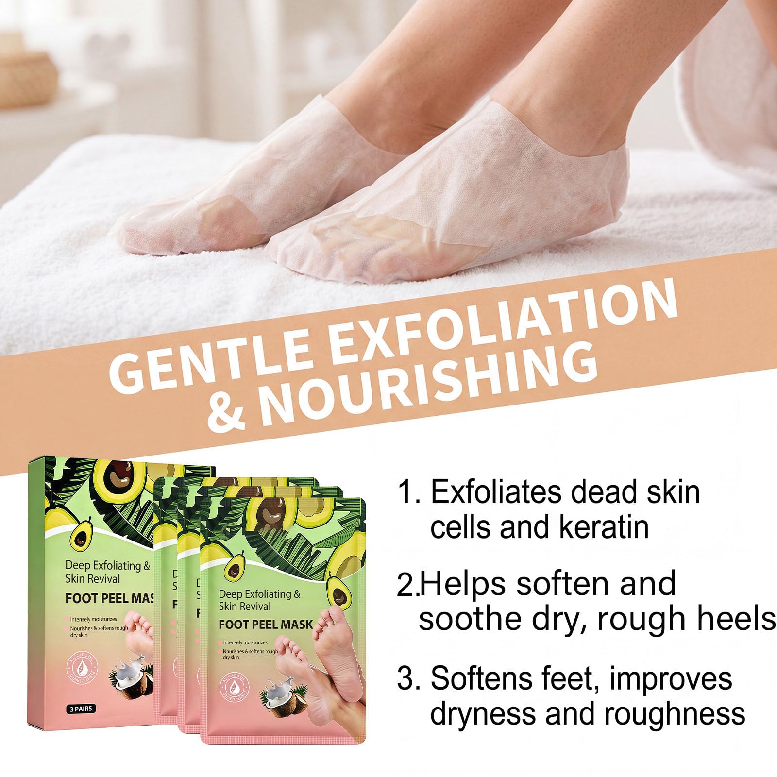 Maschera Idratante Peeling Piede con Olio di Avocado, Calze Maschera Esfoliante Delicato per Tacchi e Calli screpolati, Rimozione della Pelle Morta, Cura Idratante dei Piedi per Piedi Morbidi (9PCS)