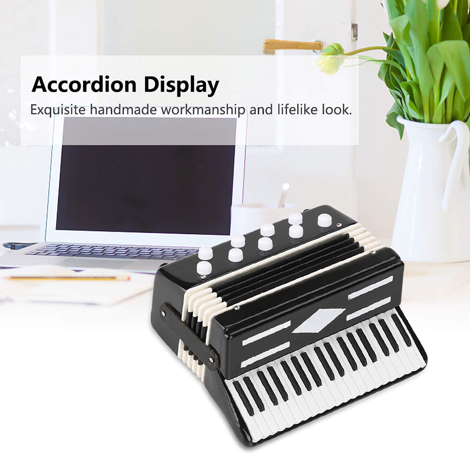 Modèle d'Accordéon Miniature, Affichage d'Accordéon 3 Pouces, Mini Ornements de Décoration d'Instrument de Musique avec Boîte