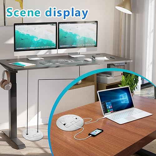 Miniatura 7 de KYHSHJ Kit de zócalo de piso circular empotrado con2* 20 Amp de acero inoxidable GFCI Salida de receptáculo, hardware resistente a la corrosión,