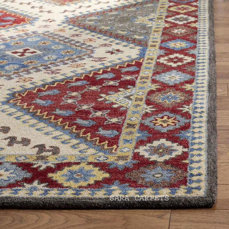 Image of Modern Abstract Hand Tufted Wool Floor Carpet for Home decore Living Room|Home and Bedroom & Hall 12x15feet (360 x 450cm) RED H10
