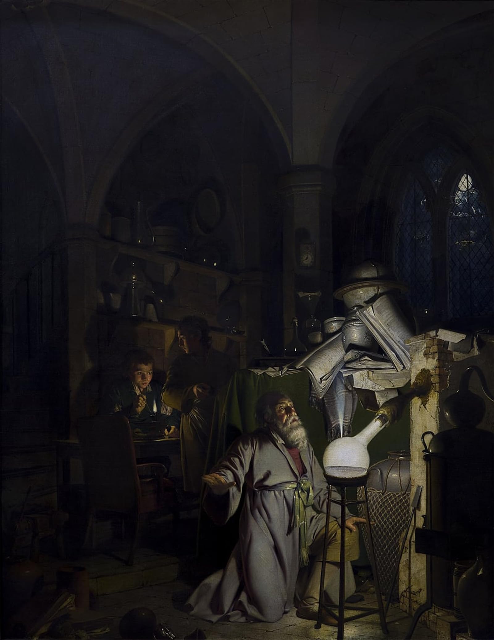 POSTERIIk Vintage Art Print Images Pictures Print the Alchemist in Search of the Philosophers Stone by Wright of Derby Modern Colour Posters for Office Home Decor 60x90cm