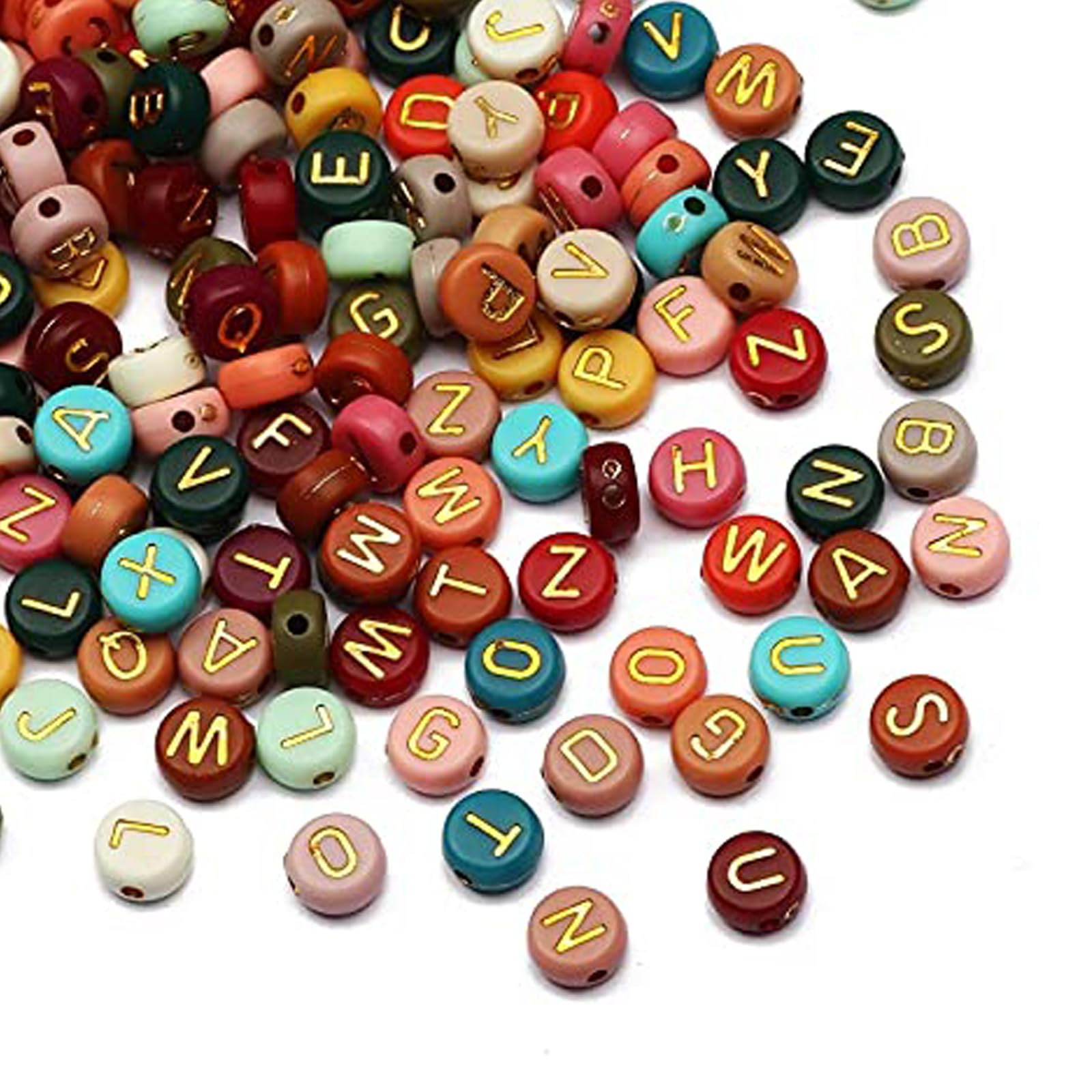 ToBeIT 1000pcs Letter Beads Acrylic Bead Alphabet Letter "A-Z" Round Beads for Jewelry Making, Bracelets, Necklaces, Key Chains(Gold)