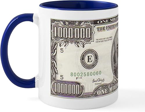 Vista 19 de CafePress Taza de café de cerámica Million Dollar (11 oz) Blanco - Taza del millón de dólares,Blanco - Taza de billetes de 100 dólares,Taza blanca