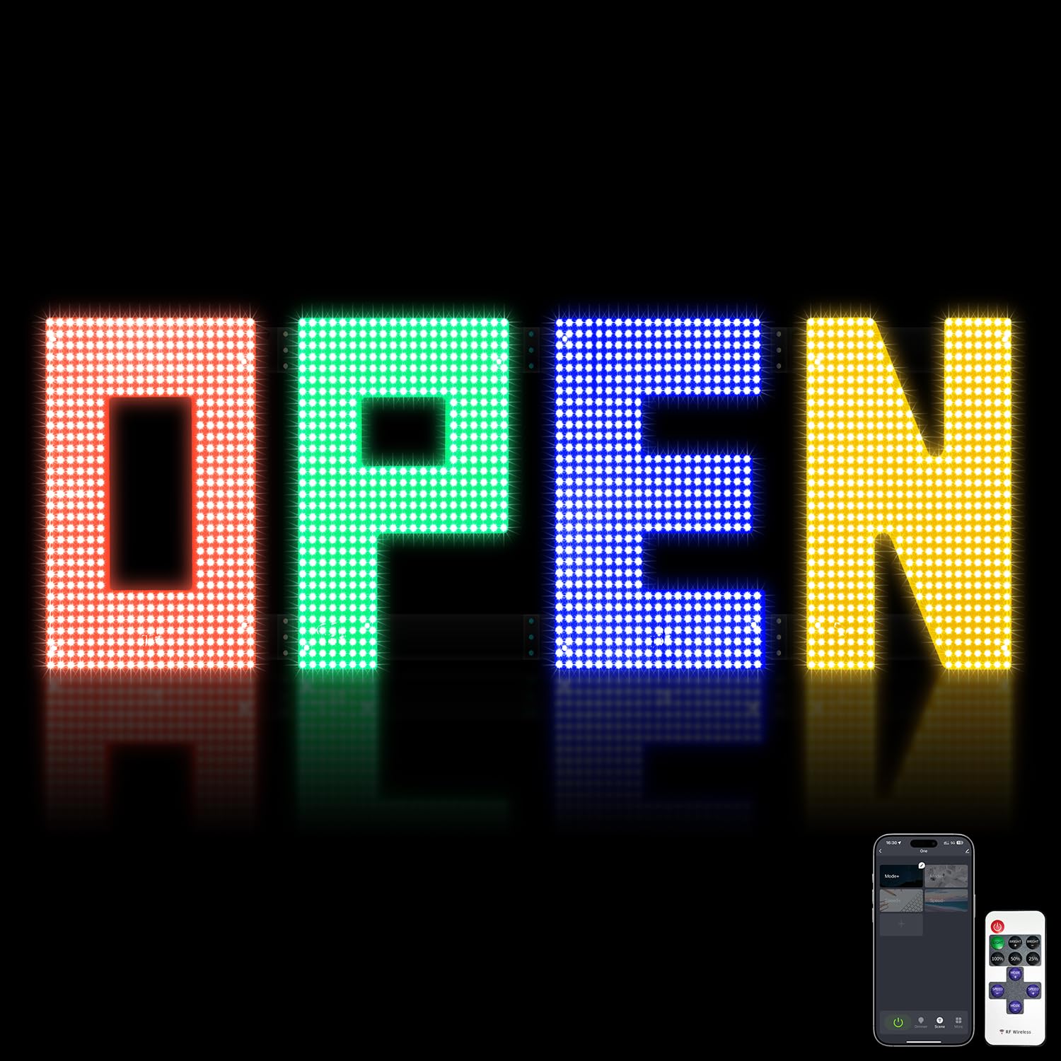Snapklik.com : 50"x17" Large LED Open Sign Bluetooth And Remote Control ...