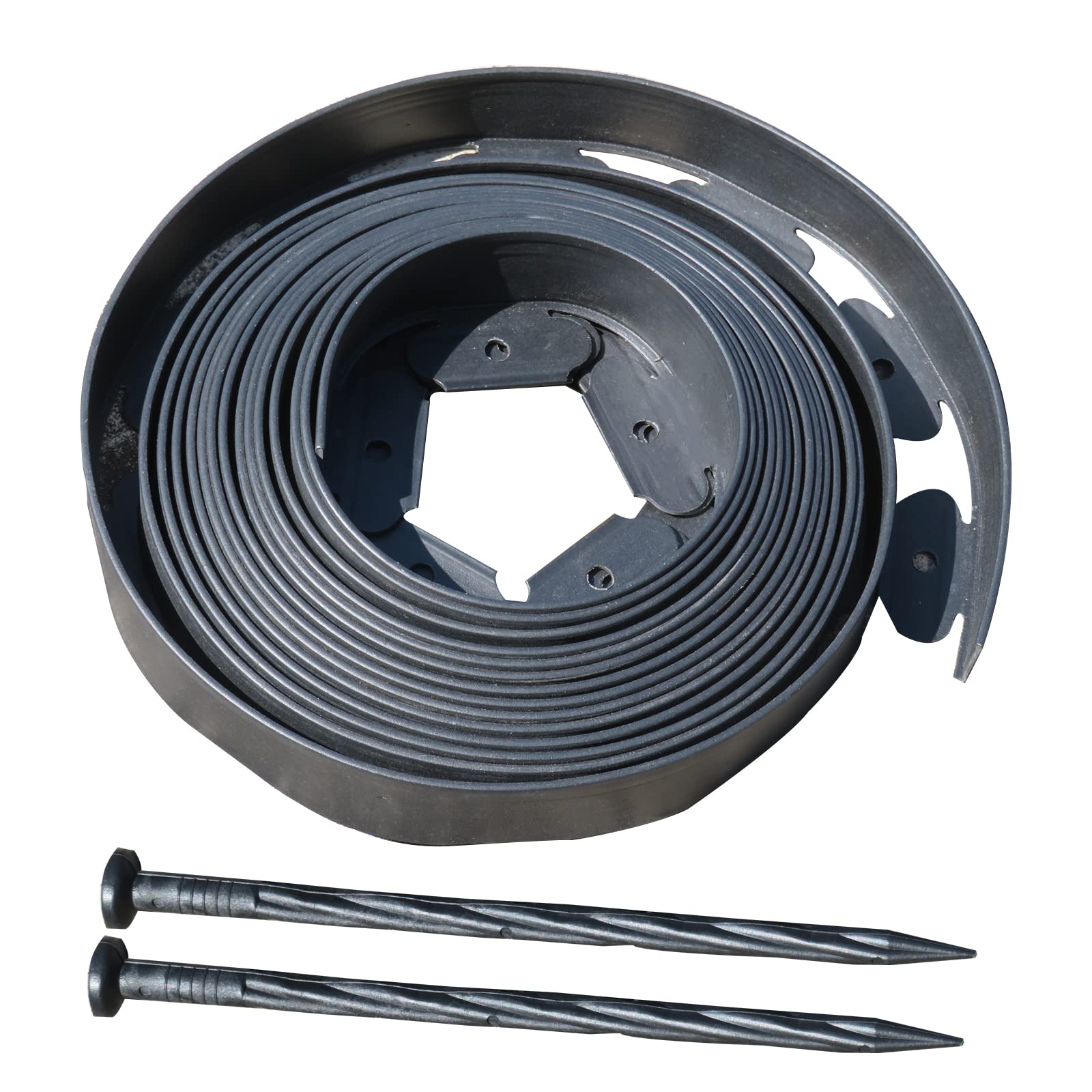 Landscape Edging - Plastic Garden Edging Border, Rubber Landscape Edging (Black, 20 Feet)