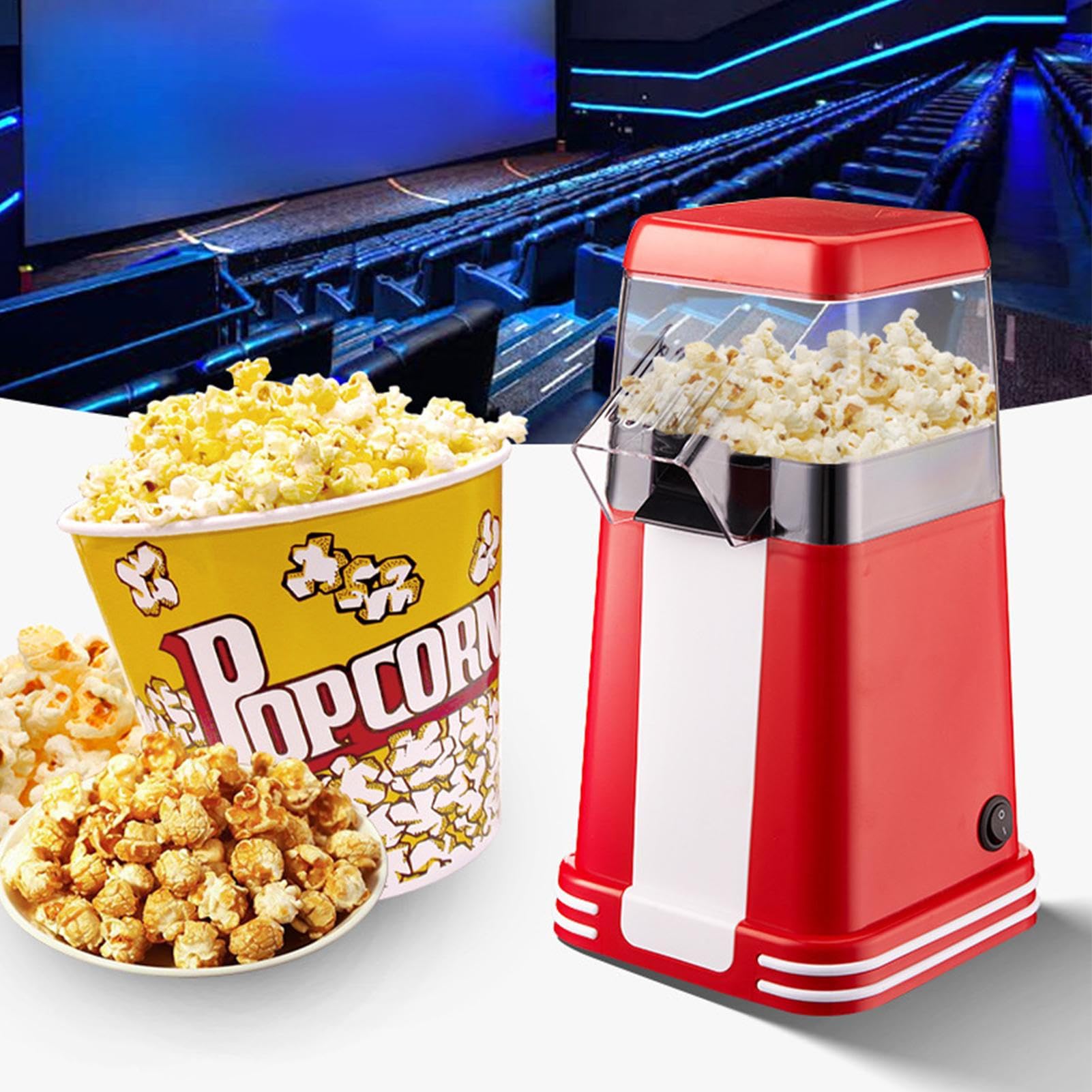 Popcorn automatico intelligente | Classica aria calda per cinema a casa, serata film, riunioni, bambini,