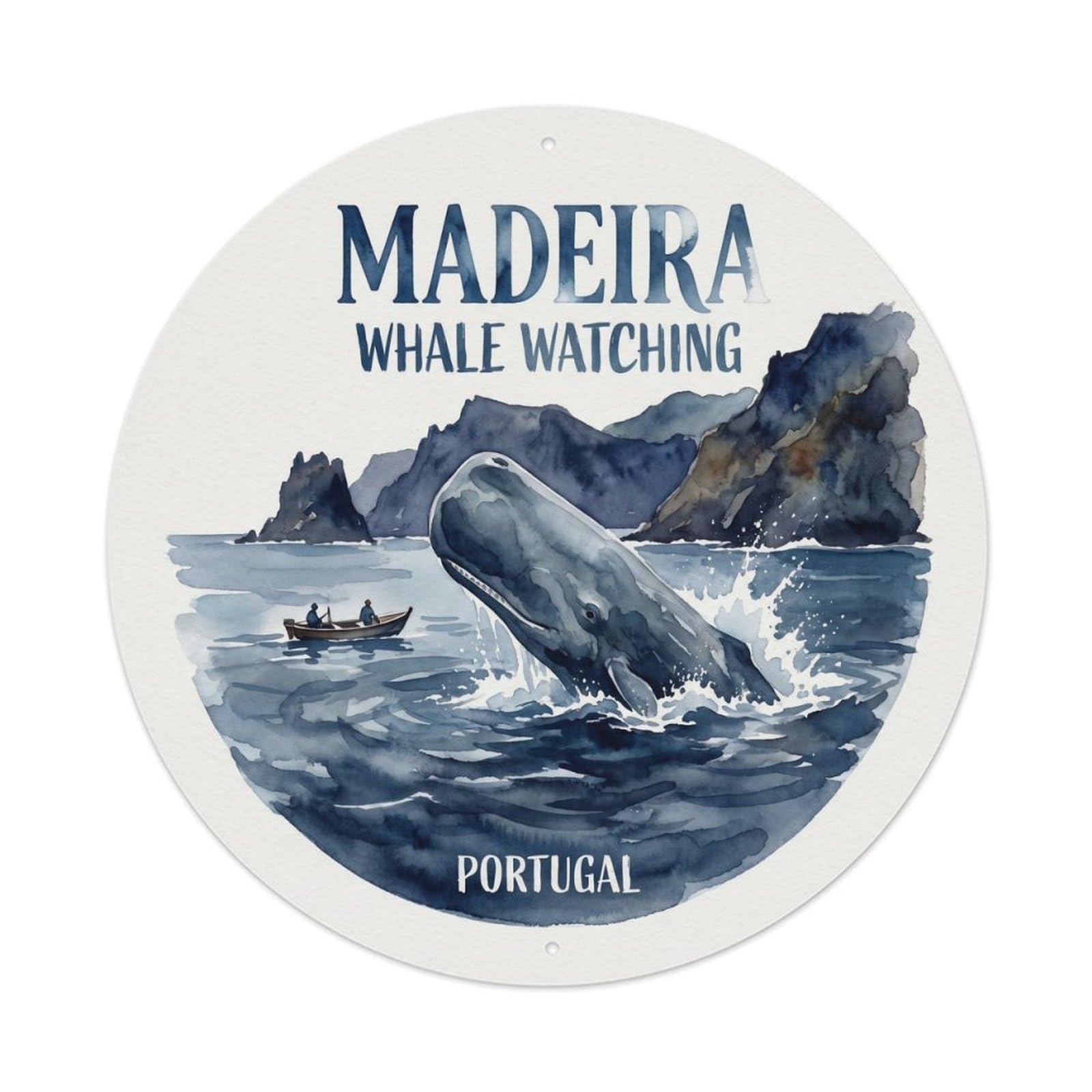 Olhnbad Style Portugal Madeira Whale Watching Marine Wildlife Metal Tin Sign