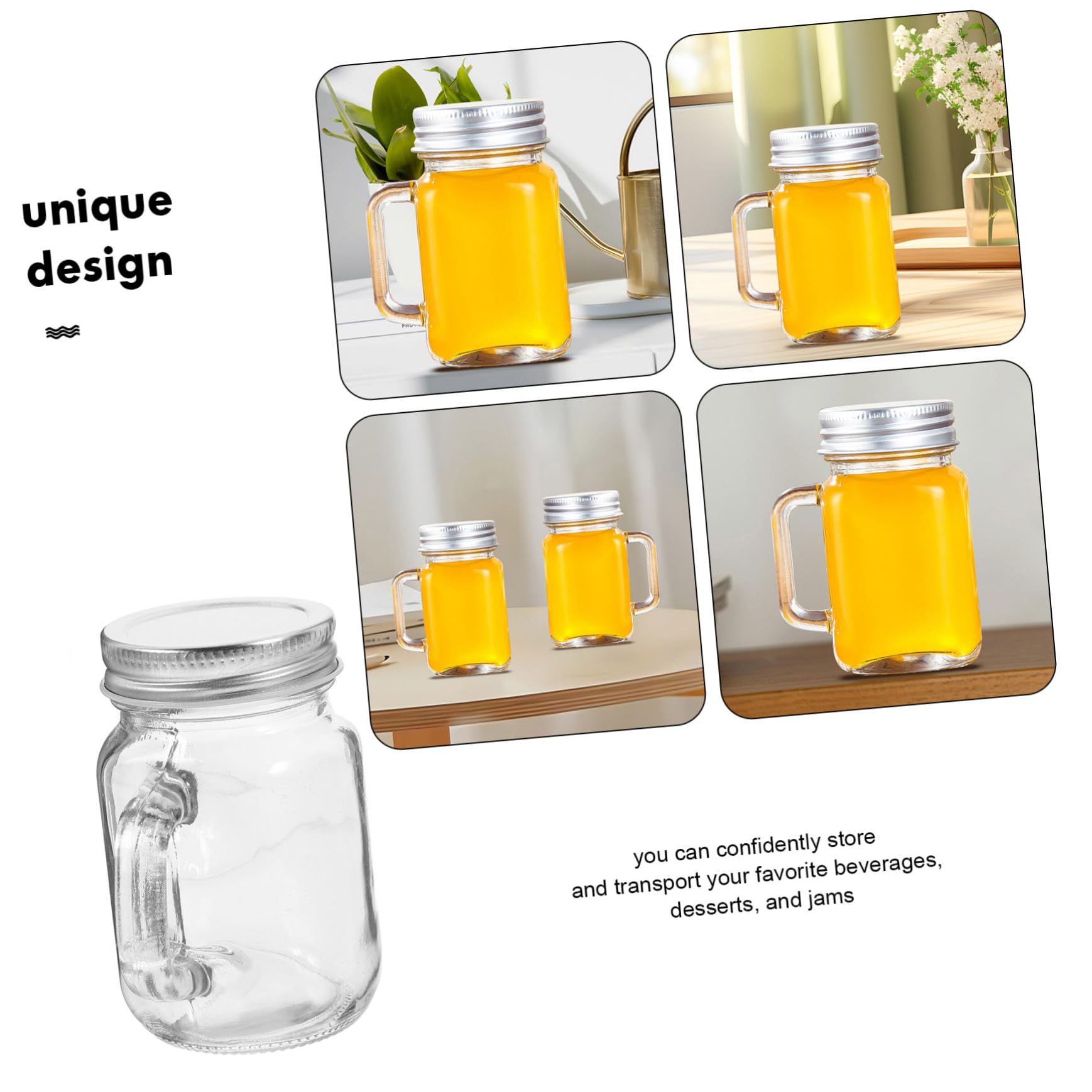 MAGICLULU 8stücke Mini- Gläser Mit Griff Und Deckel Wiederverwendbare Glasbehälter Für Marmelade Getränke Desserts Und Nachhaltige Und Tragbare Lösung Für