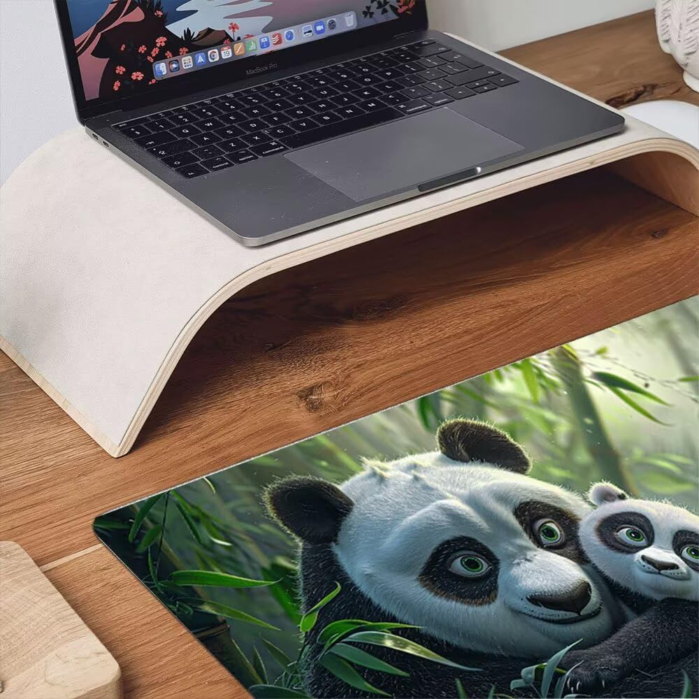 Alfombrilla Ratón XXL Alfombrilla Escritorio 1800x900mm Mouse Pad Mejora la Precisión y la Velocidad con Base de Goma Antideslizante y Bordes Cosidos Duradera Cómoda, Juegos (Bambú Panda) xR8-866