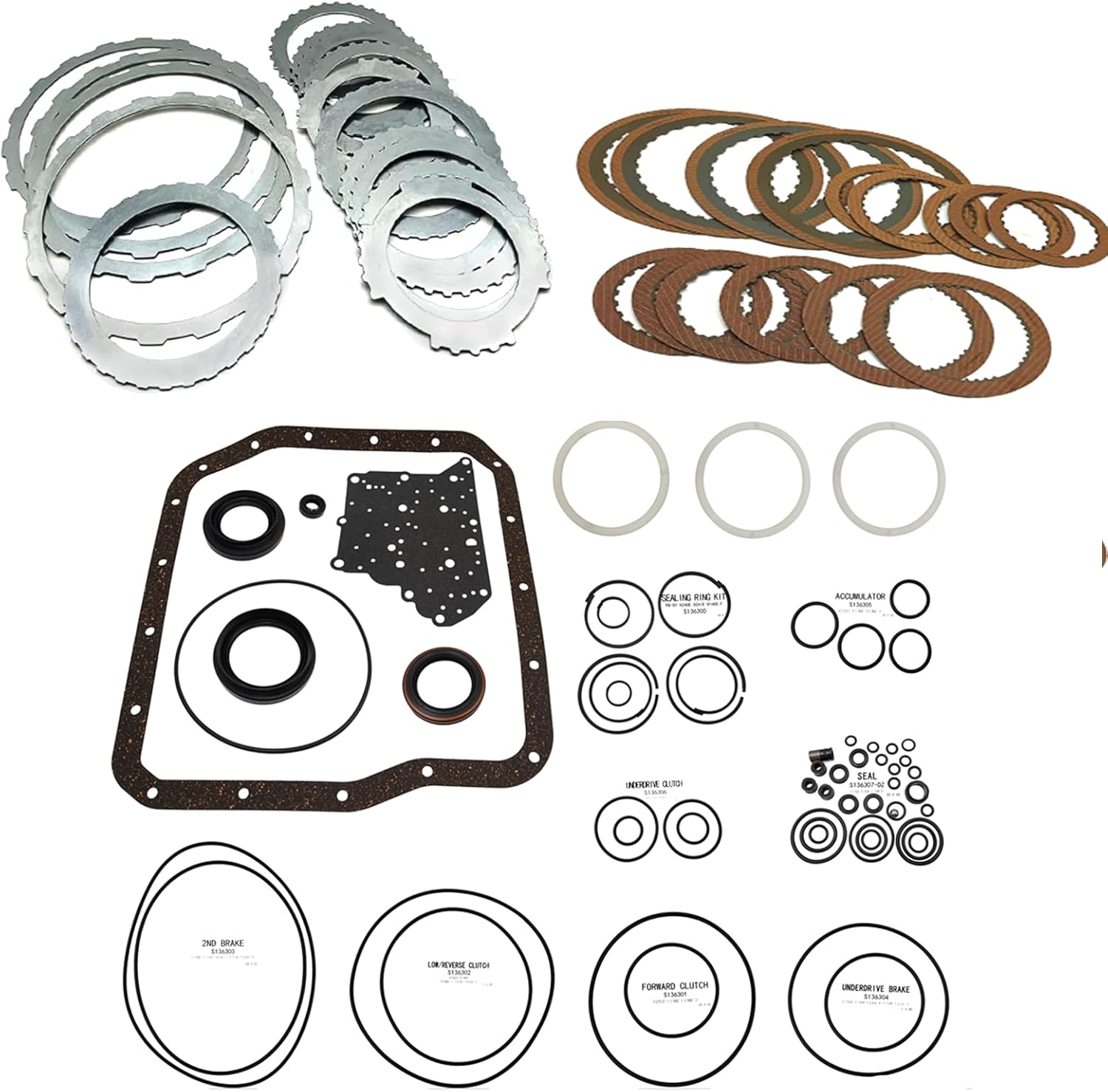 U240E U241E Transmission Master Rebuild Kit Overhaul kit Friction Plates kit Steel Plates kit Compatible for 2000-2004 Avalon 3.0L, Compatible for 2010-2014 Camry 2.5L