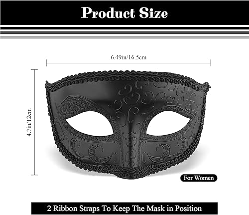 Miniatura 4 de Máscara elástica con encajes para adultos, material suave, ideal para fiestas temáticas y de disfraces