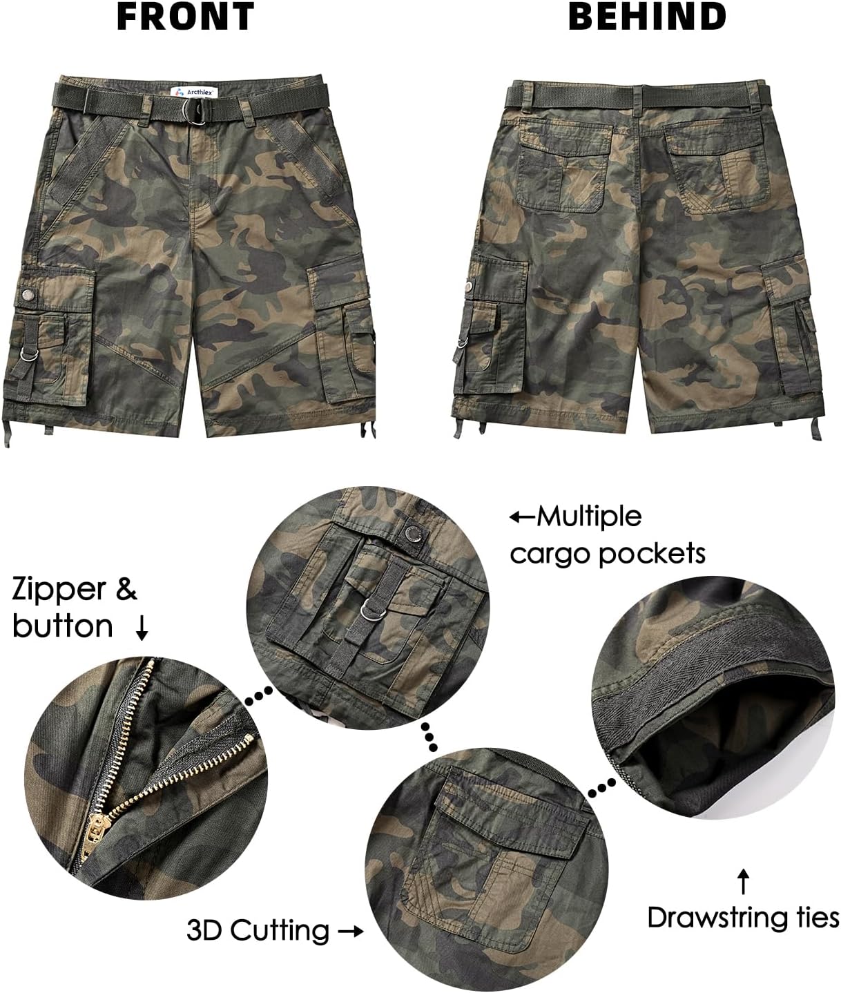 Golf Shorts for Men Sports and Outdoors Casual Cargo Shorts Hiking Pants Cotton Multi Pockets for Fishing Gear