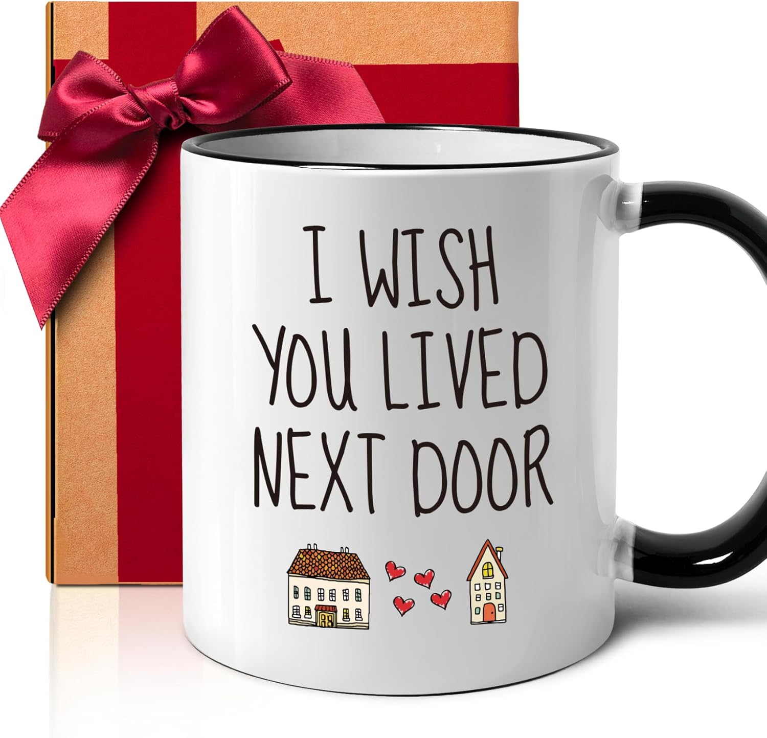 Funny Best Friend Mug Gifts for Women, I Wish You Lived Next Door mug, Christmas Birthday Friendship Mugs Gift for Her, Him Mom Sister Coworkers Nurse Clients Employee Teacher Bestie -171