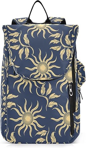 Tennis Backpack for Adults Large Sturdy William Morris Style Design Sun Dark Blue Tennis Racket Bag Holds 2 Rackets for Women Men funda para raqueta