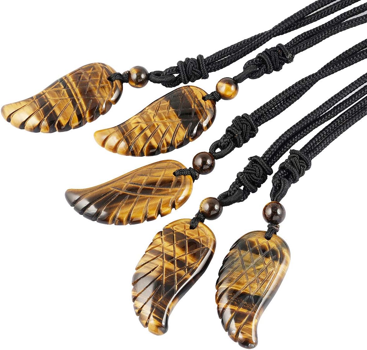 TUMBEELLUWA Carved Stone Dainty Angel Wing Necklace Chakra Quartz Pendant with Cord Amulet Healing Crystal Jewelry for Unisex - Image 4