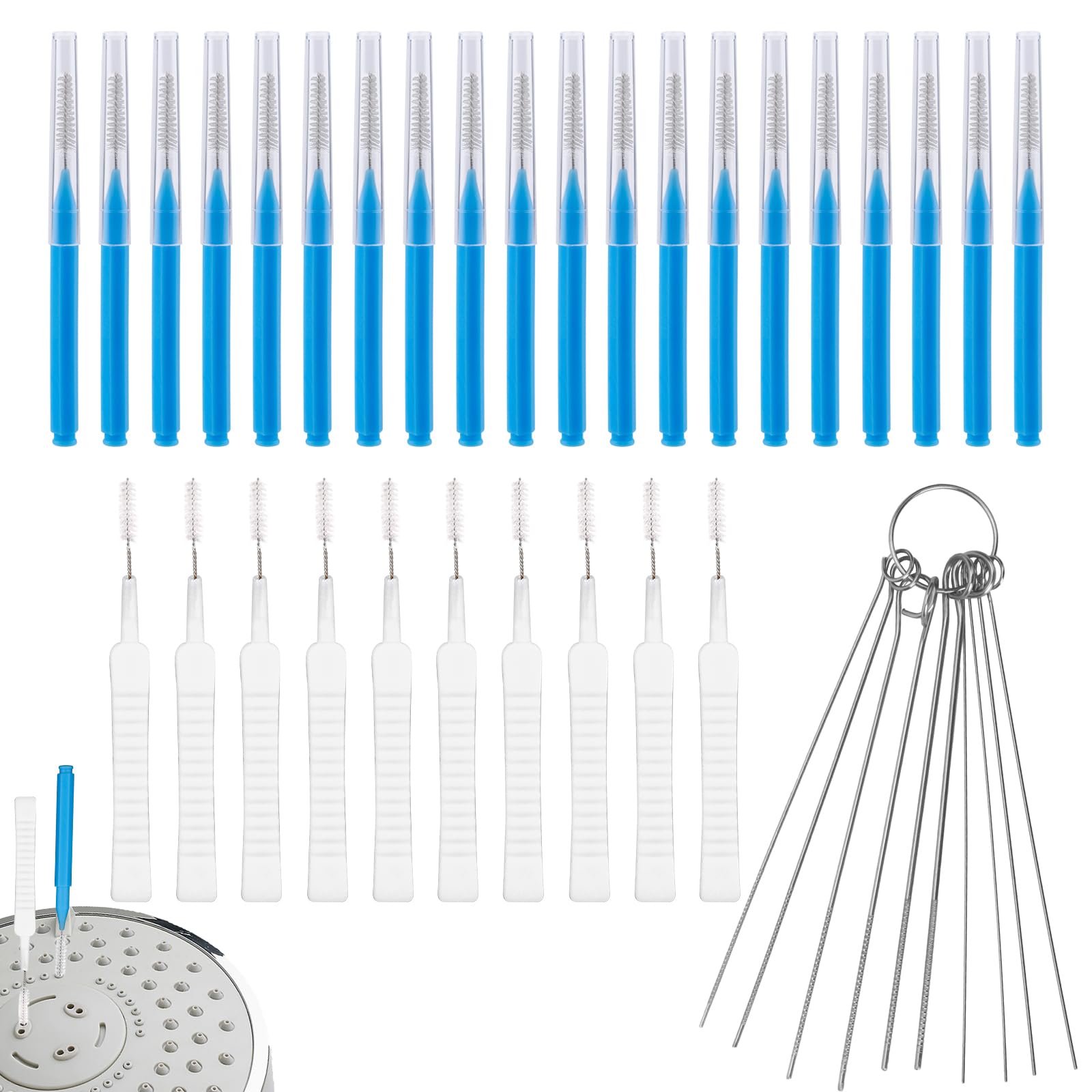 Gosknor 40pcs Shower Head Cleaning Tools, Multi-Size Stainless Steel Unclogging Picks and 2 Styles Shower Head Cleaner Brushes Unclogger Accessories for Small Holes, Faucets, Sink Gaps, Nozzles-image-37