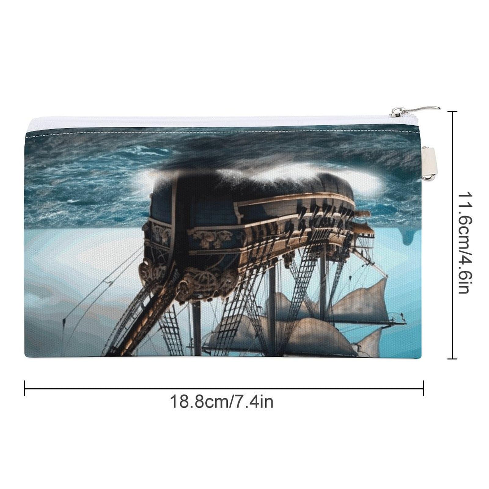 GPFVSJW Pirate Ship Canvas Wallet, Large Capacity Handbag Long Wallet Bi-Fold Wallet Change Purse Rfid Blocking Credit Card Holder Wallet for Women Men