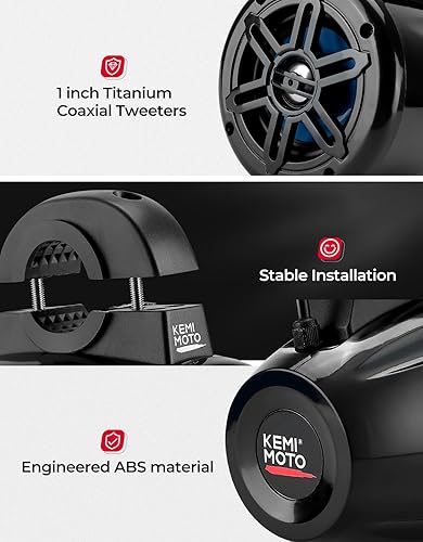 Miniatura 5 de KEMIMOTO UTV Speaker 4 Inch UTV Sound Stereo System Fit for 1.2-2in Roll Bar Marine Grade Speaker with AMP Compatible with Can-Am, Polaris RZR,