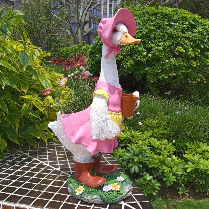 Couple Duck Garden Statue Duck Succulent Plant Flowerpot Goose Flowerpot Indoor and Outdoor Art Decoration Courtyard Terrace Balcony Living Room Office Decoration Festival Gifts - Image 5
