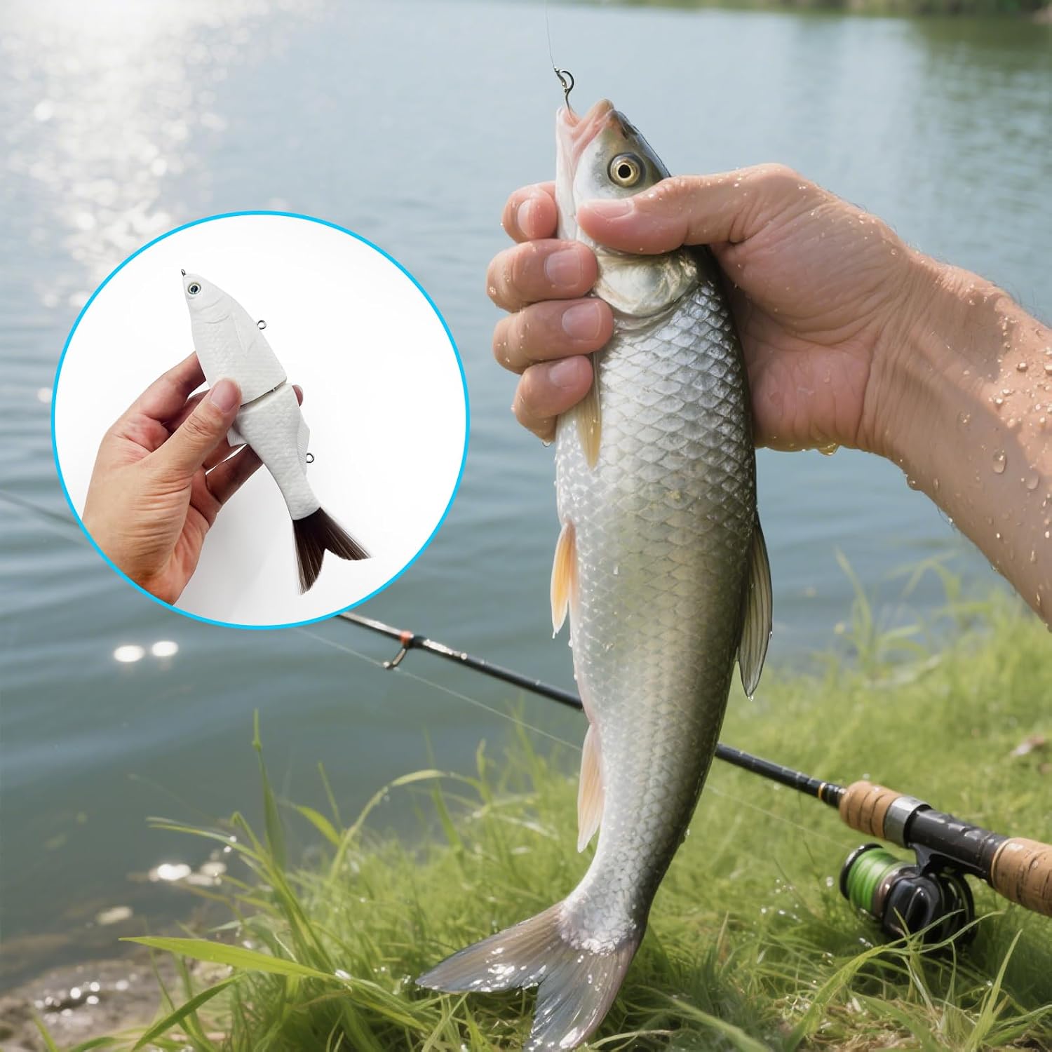 2 Pack Glide Bait Blanks – Unpainted Swimbait Lures for Bass & Musky, with Fiber Tail, Gravity Ball, 3D Eyes & Steel-Wire Joints for S-Shaped Swim
