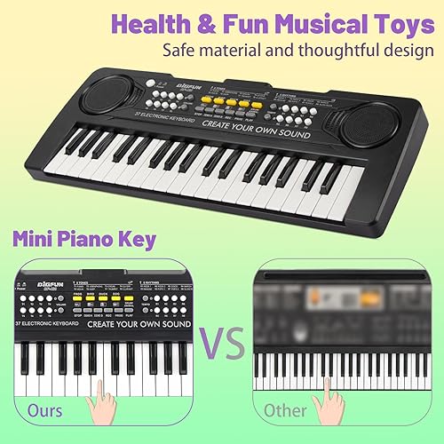 Vista 4 de Teclado de piano para niños, teclado de música portátil de 37 teclas, piano eléctrico para niños, juguetes educativos de instrumentos musicales