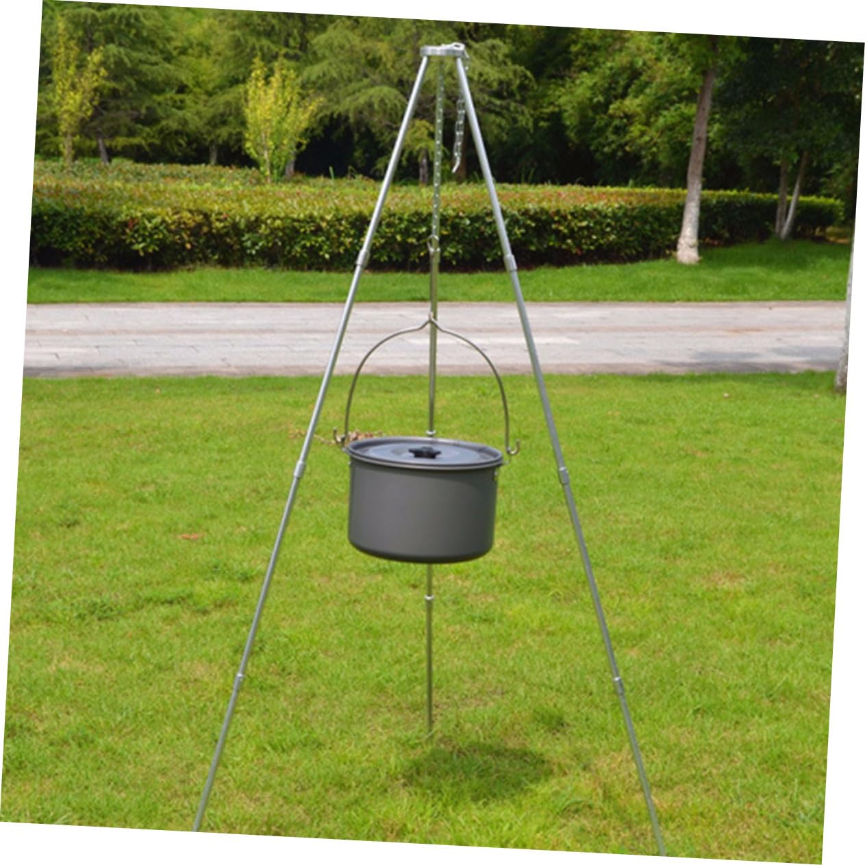 Pot De Camping Suspendu Aluminium Capacité Importante Résistant Poignée pour Pique- Plein Air Personnes