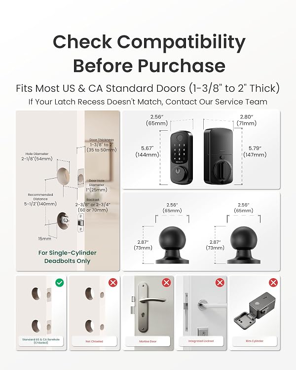 DESLOC B200 Keyless Entry Door Lock with Knob, Keypad Deadbolt and Door Knob Set for Front Door, Fast Fingerprint and Smart Voice Unlock, Touchscreen with Backlit, App Control, Auto Lock, Anti-Peep by DESLOC - Image 7