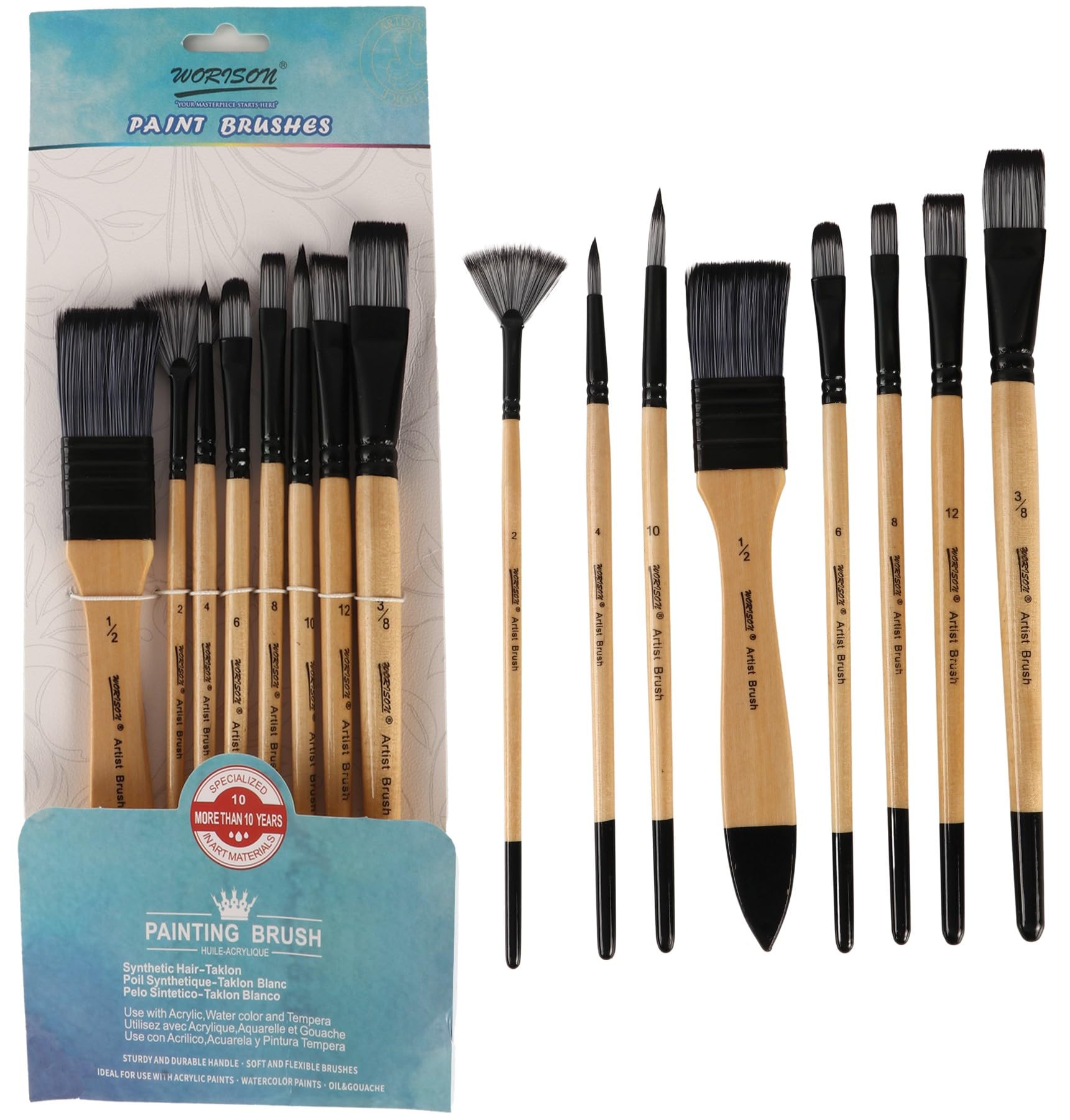 Worison 8 Pc Mix Round and Flat Synthetic Hair Mix Brush Set for Acrylic, Watercolor and Gouache Painting (B0CNC52MY7) Amazon Price History, Amazon Price Tracker