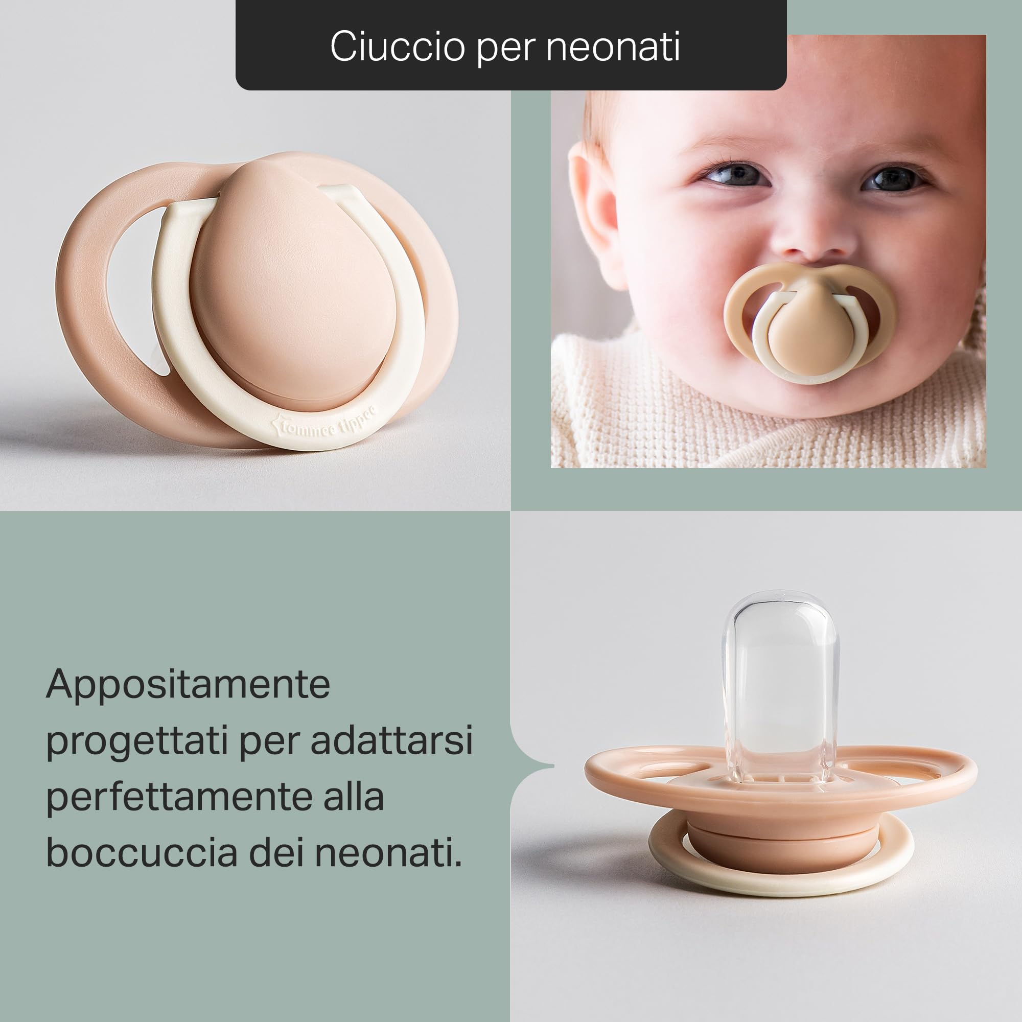 Tommee Tippee Starter Set, Comprensivo di Biberon Natural Start Autosterilizzanti da 150ml e 260ml con Tettarelle a Flusso Lento e Super Lento, Ciuccio Neonato Newborn e Ciuccio StayPut Ultraleggero