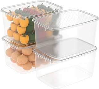 Cetomo 7L*4 Gefrierbehälter, Frischhaltedose, Vorratsdosen mit Deckel, Behälter Gefrierschrank fur Kühlschrank, Gefriergeeignet, Mikrowellengeeignet, BPA-freier Kunststoff, Klar, 7L-4er Set