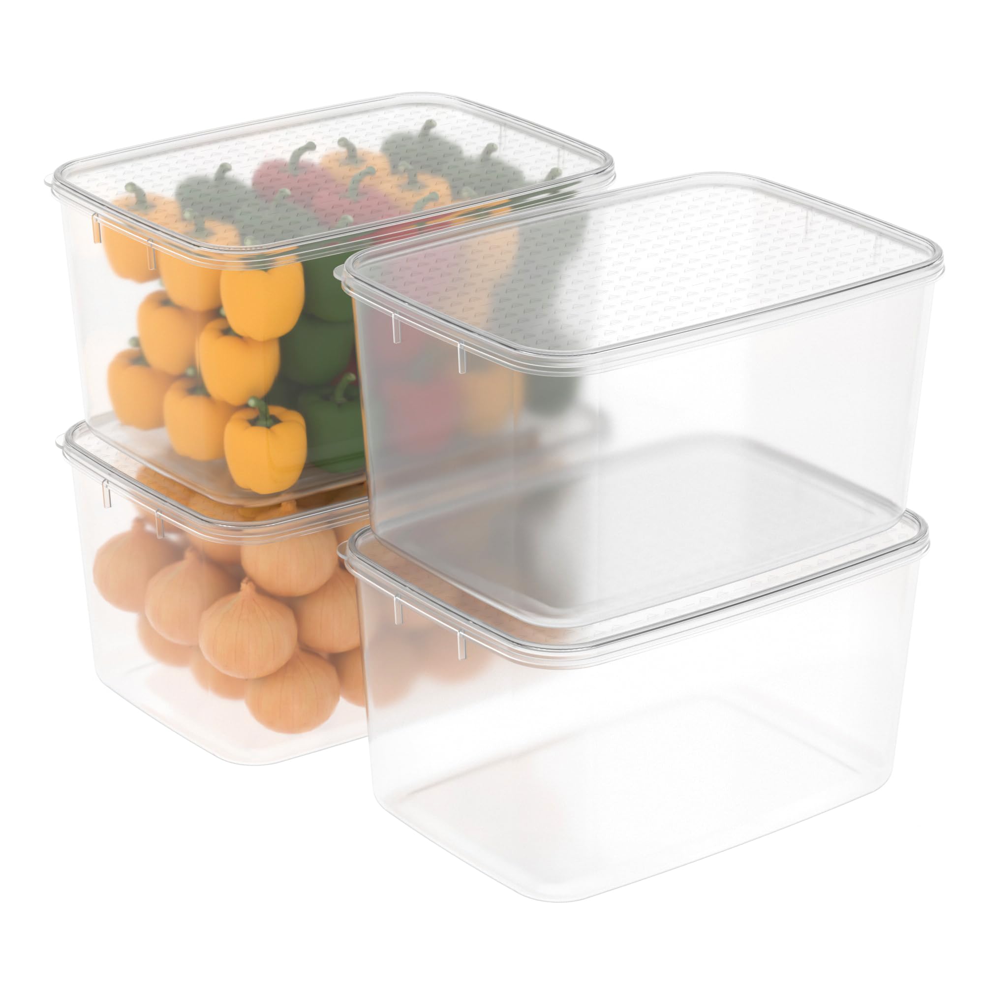 Cetomo 7L*4 Food Storage Container, Fridge Organizer with Lid, Plastic Refrigerator Organizers for Pantry and Fruits, BPA free, Freezer Safe, Microwave Safe, Durable, Food Grade, Clear, 7L-4 Pack
