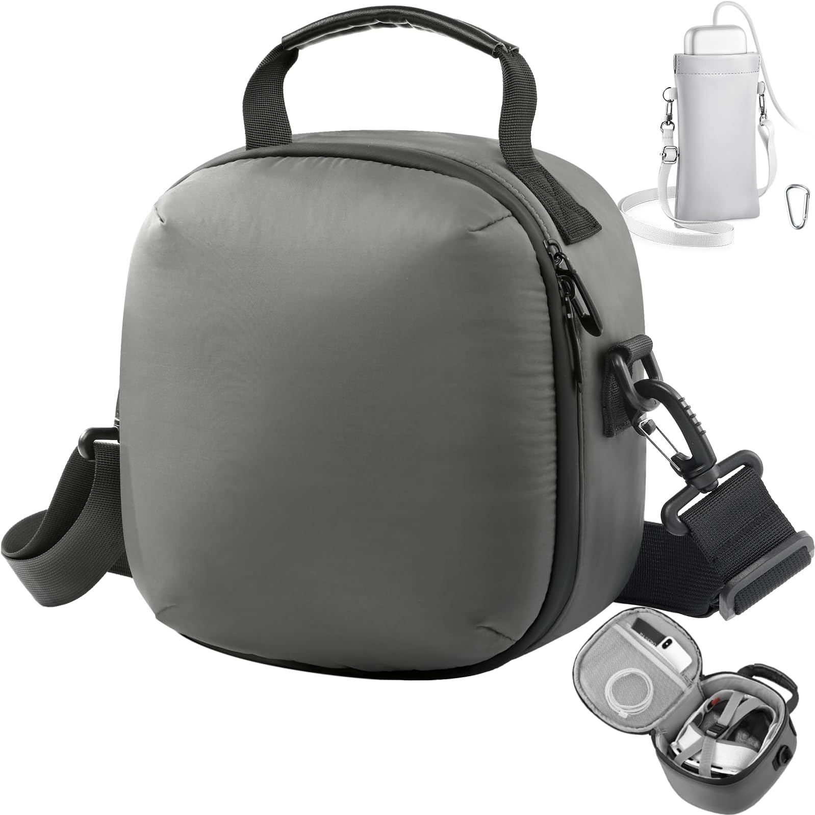 FOREGOER Pouch Designed for Apple Vision Pro Full Protection Portable Travel Case and Storage with Battery Holder - Grey