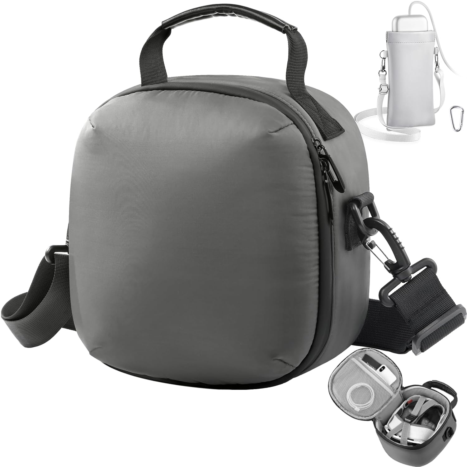 FOREGOER Pouch Designed for Apple Vision Pro Full Protection Portable Travel Case and Storage with Battery Holder - Grey