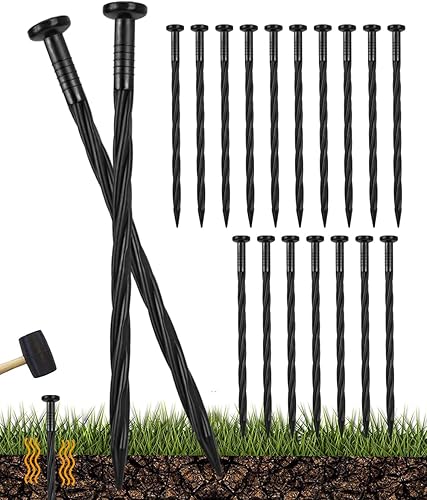 Paquete de 50 estacas de plástico de 8 pulgadas para bordes de paisaje, perfectas para anclar barreras de malezas, bordes de pavimentación, césped