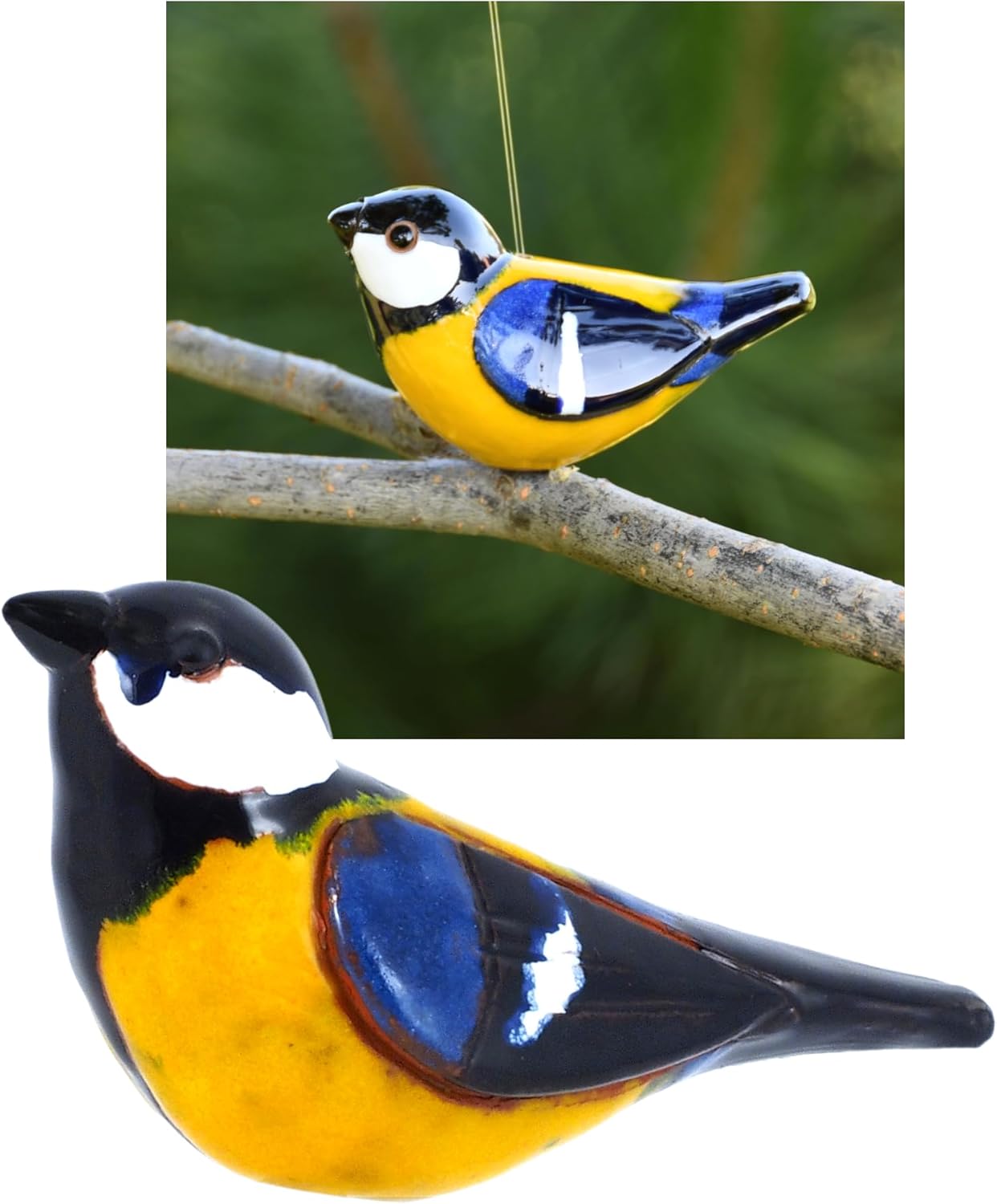 Ceramic Garden Decor - Great Tit Bird Lawn stake - Outdoor statue - Perfect, unique gifts for gardeners woman, men, yard gifts - Handmade, Frostproof, GK606-3