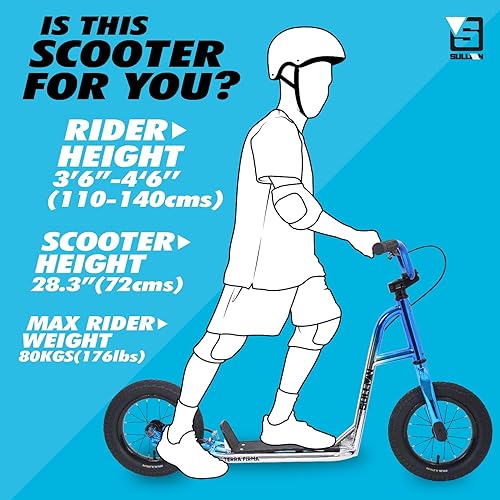 Miniatura 6 de SULLIVAN Terra Firma All-Terrain BMX Scooter Premium Quality Push Scooter for Ages 6 to 12 Years Kick Scooter 12 inch Wheels Fast Rolling Tires